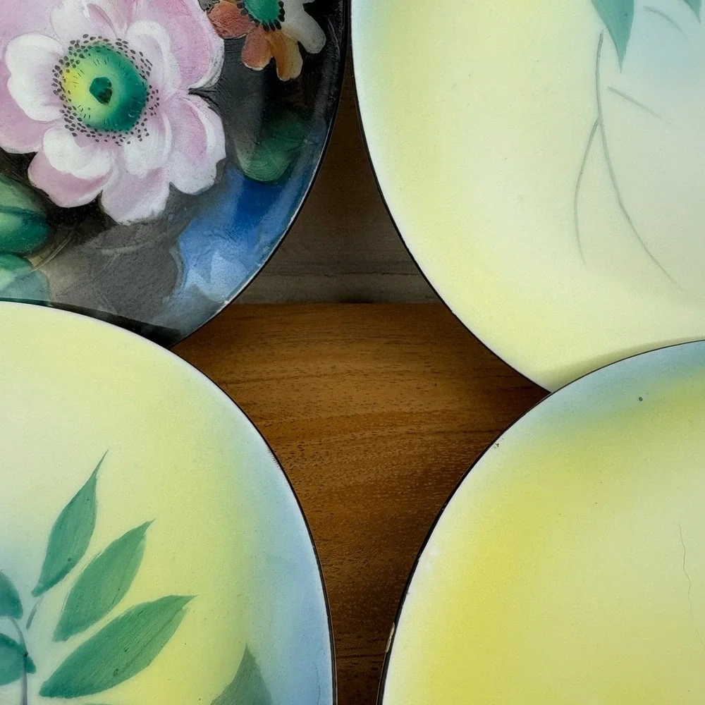 Antique‎ Noritake Hand Painted Floral Dessert Plates Set Of 4 M Wreath 1915